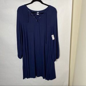 NWT Old Navy Swing Dress with Lace Up V Neck